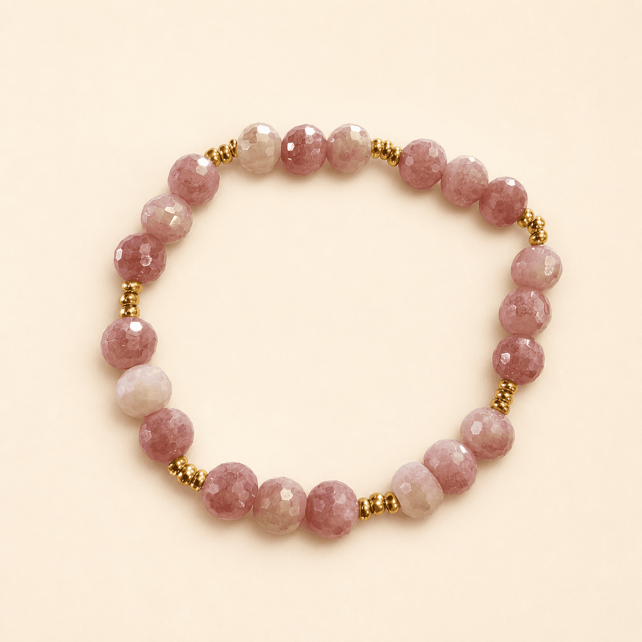Rose Gold Faceted handmade beaded bracelet